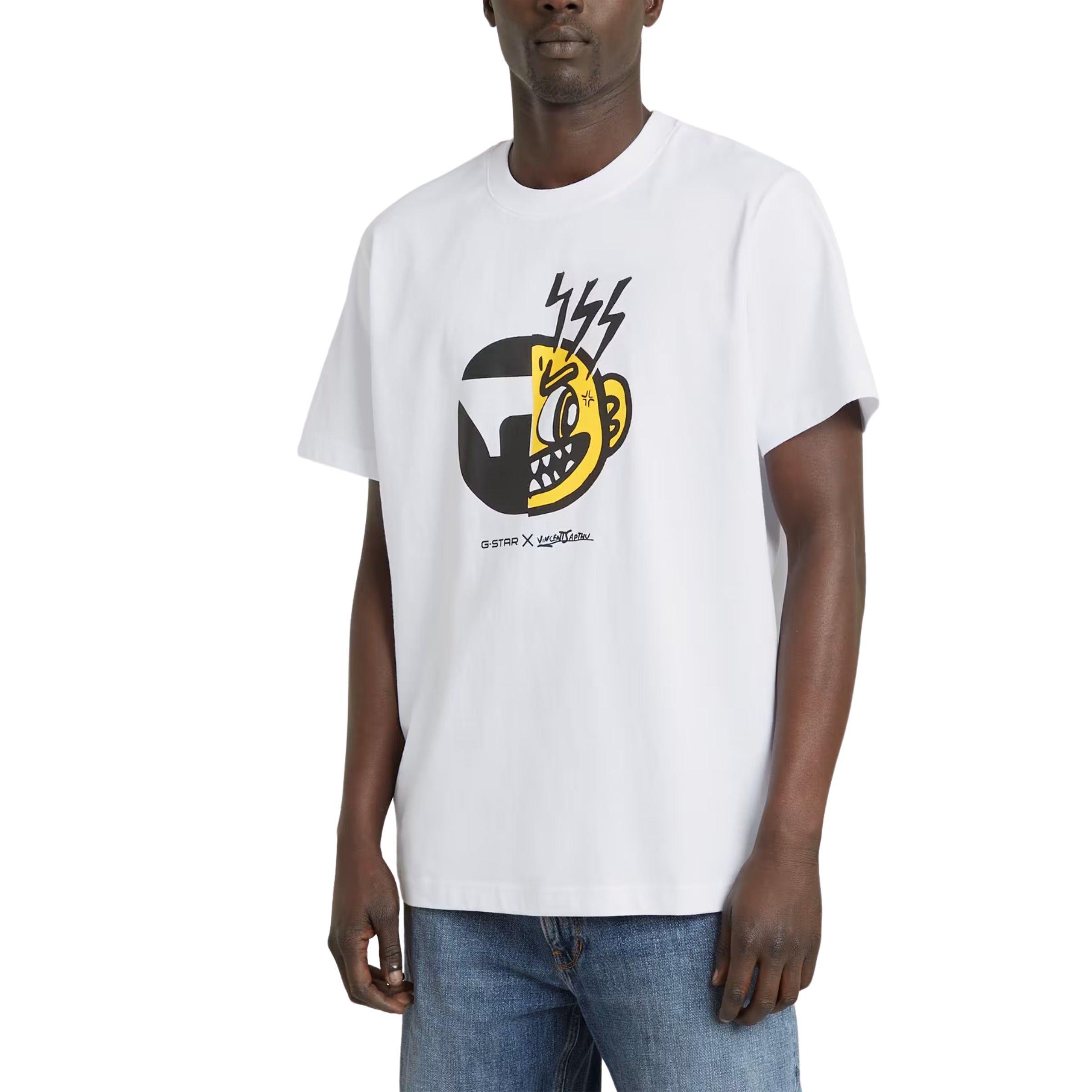 G-Star T-Shirt Face Cartoon White